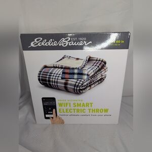 Eddie Bauer Voice Activated WiFi Smart Electric Sherpa Plaid Throw Blanket - NEW